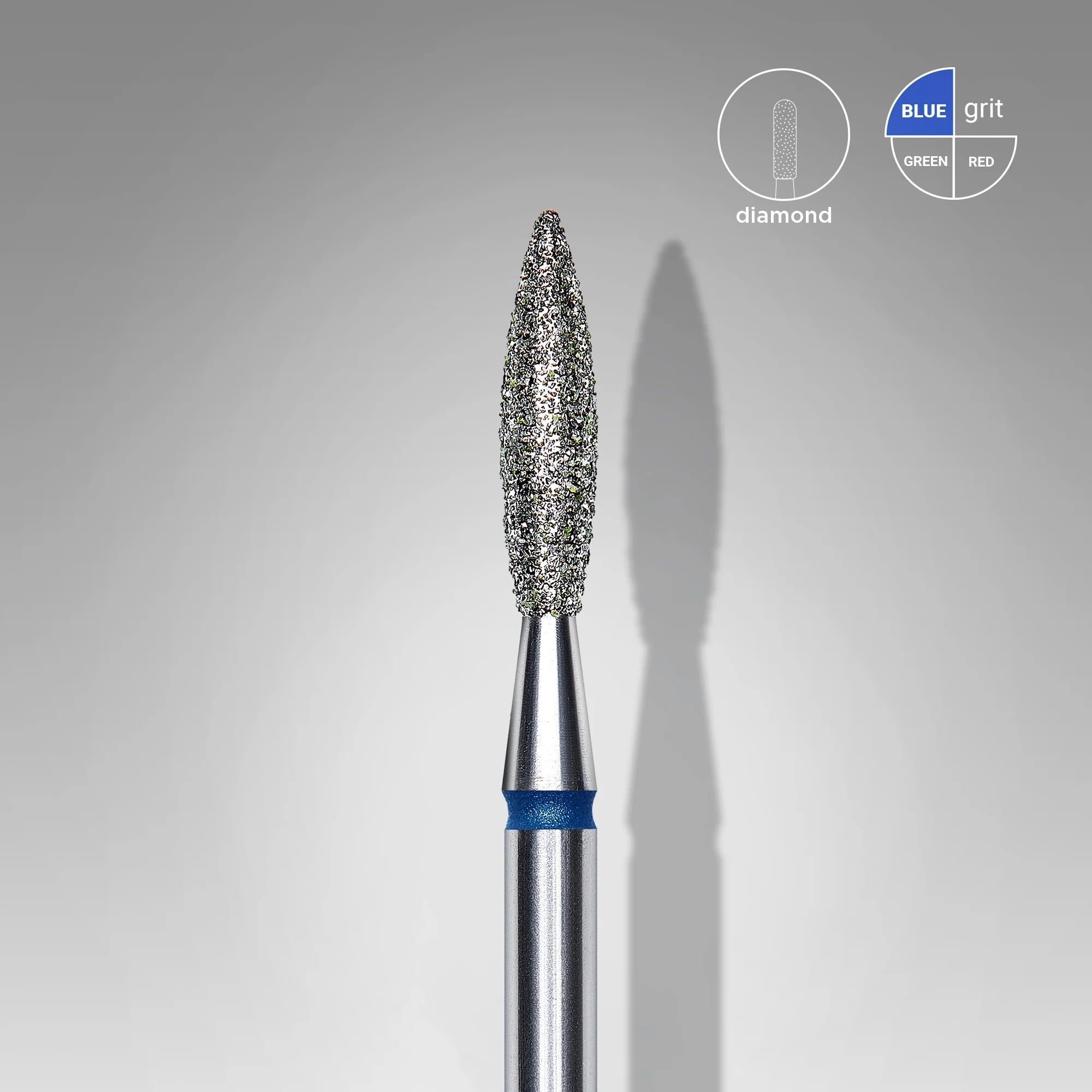 Fraise diamantée « Flamme » bleue, diamètre 2,3 mm, partie active 10 mm