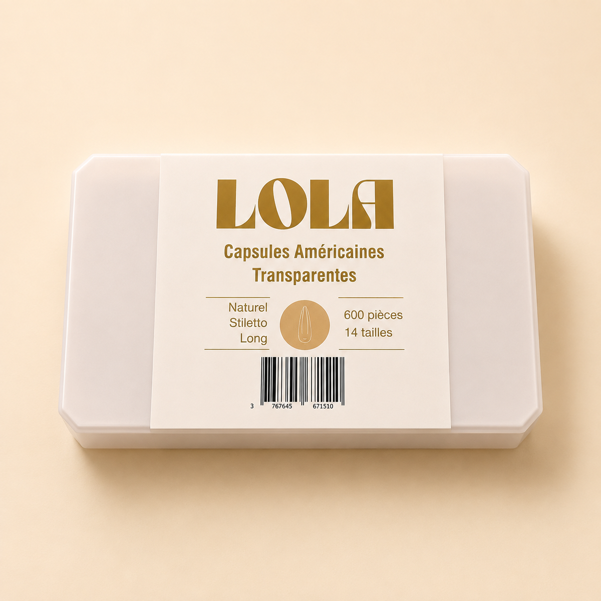 Capsules Américaines Transparentes - Naturel Stiletto - LOLA