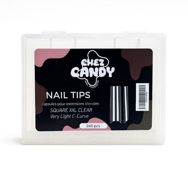 Nail Tips - Square XXL Clear 240pcs - CHEZ CANDY